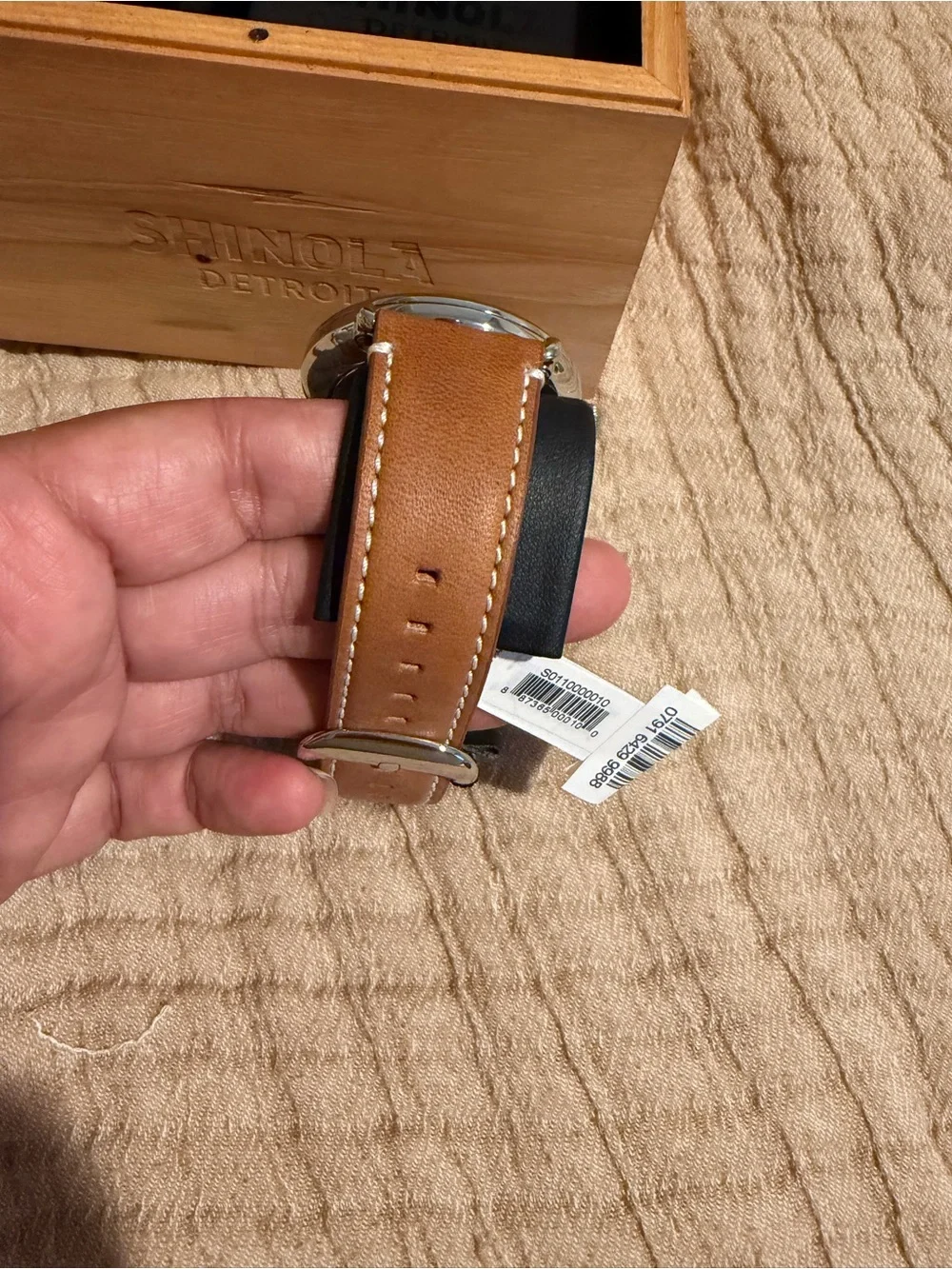 Shinola Men's White Dial Watch with Brown Leather Strap